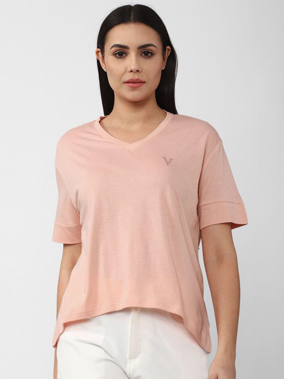 van heusen woman women peach-coloured solid top