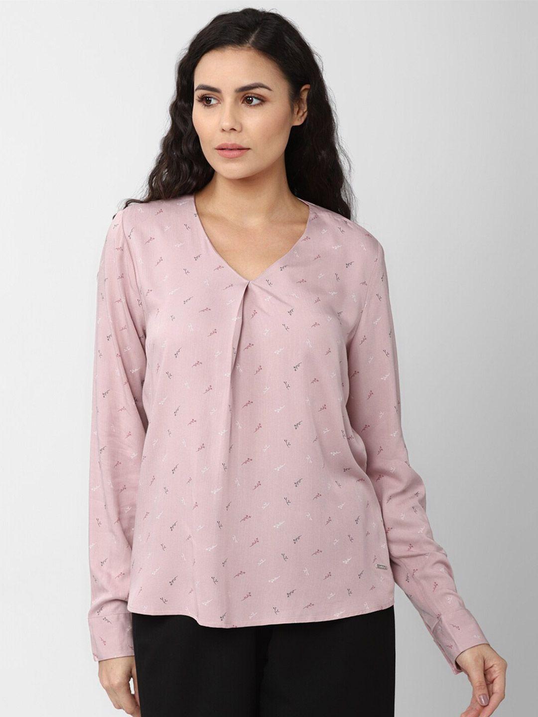 van heusen woman women pink printed casual shirt