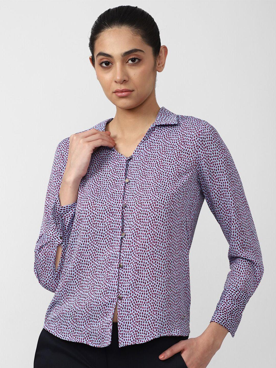 van heusen woman women purple geometric printed casual shirt