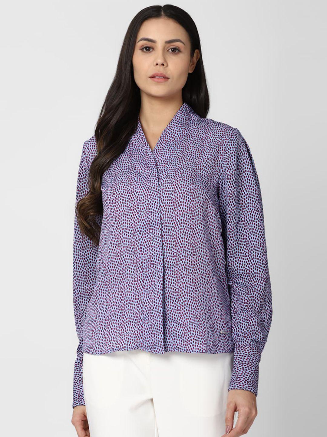 van heusen woman women purple printed casual shirt
