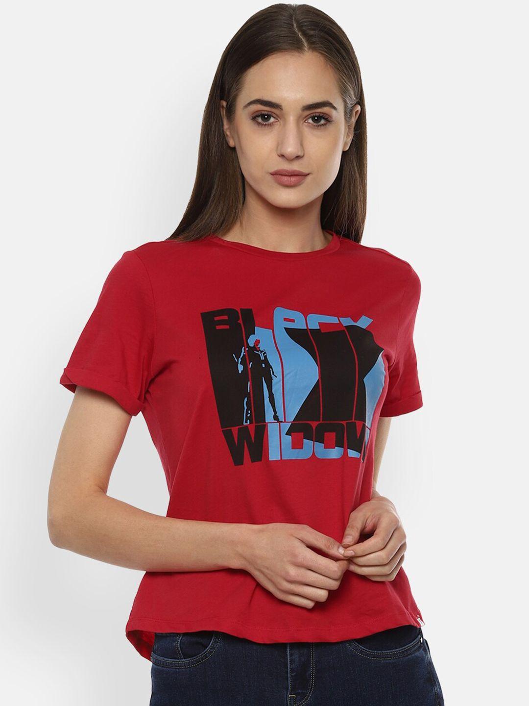 van heusen woman women red printed t-shirt
