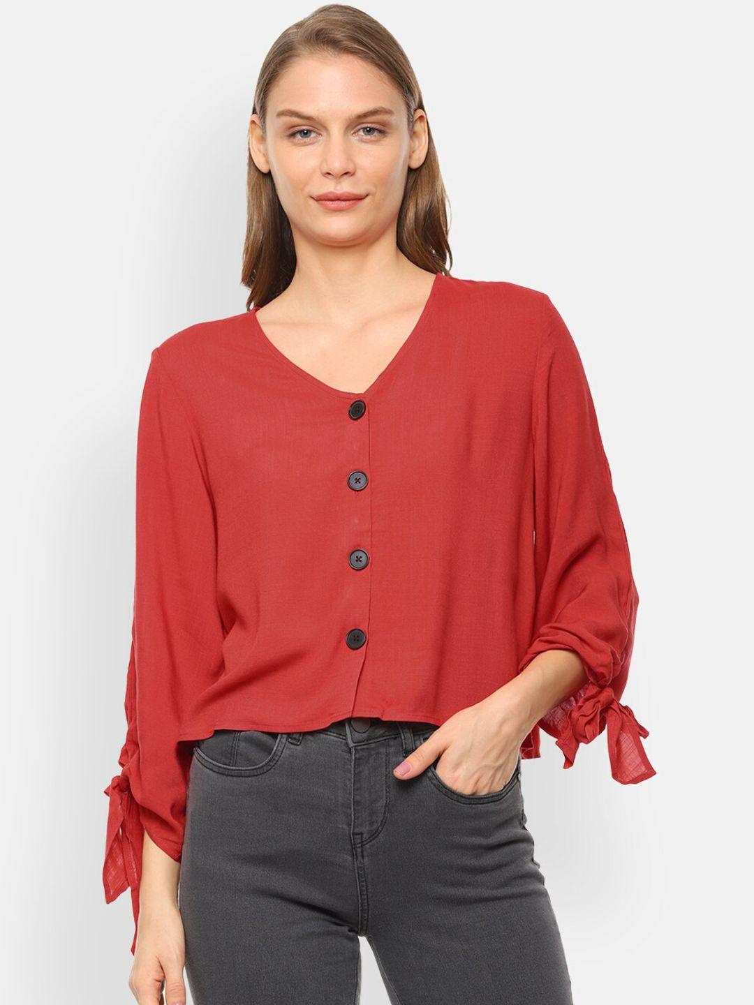 van heusen woman women red solid top