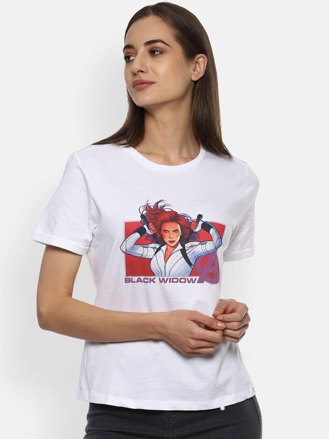 van heusen woman women white printed t-shirt