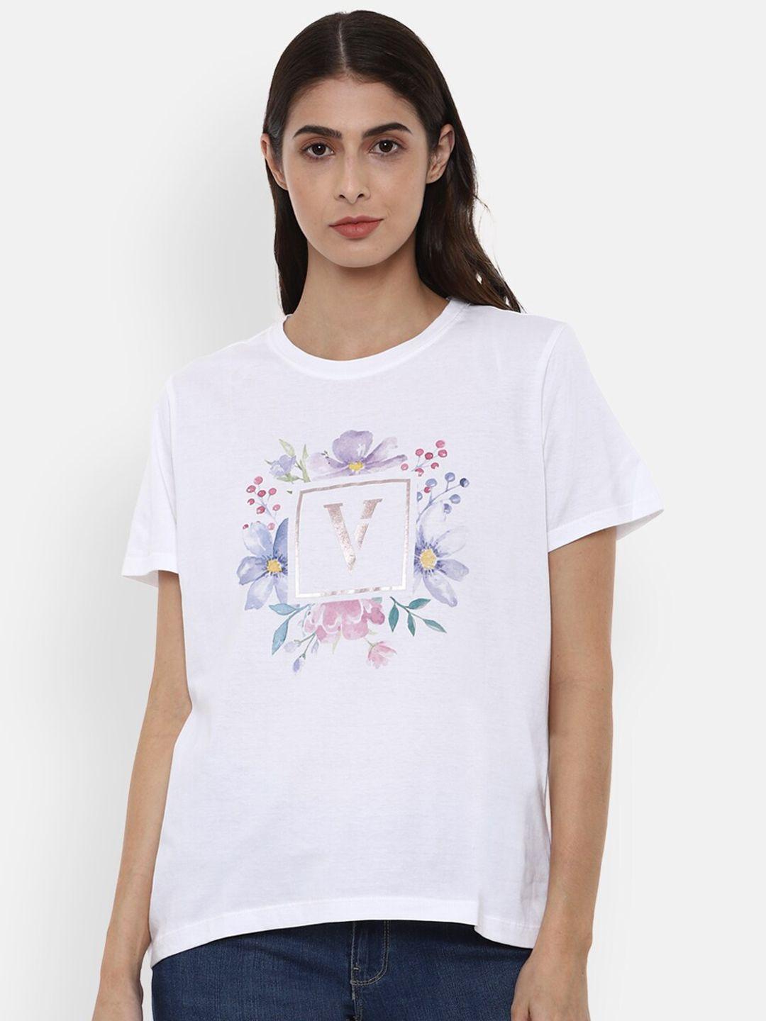 van heusen woman women white printed t-shirt