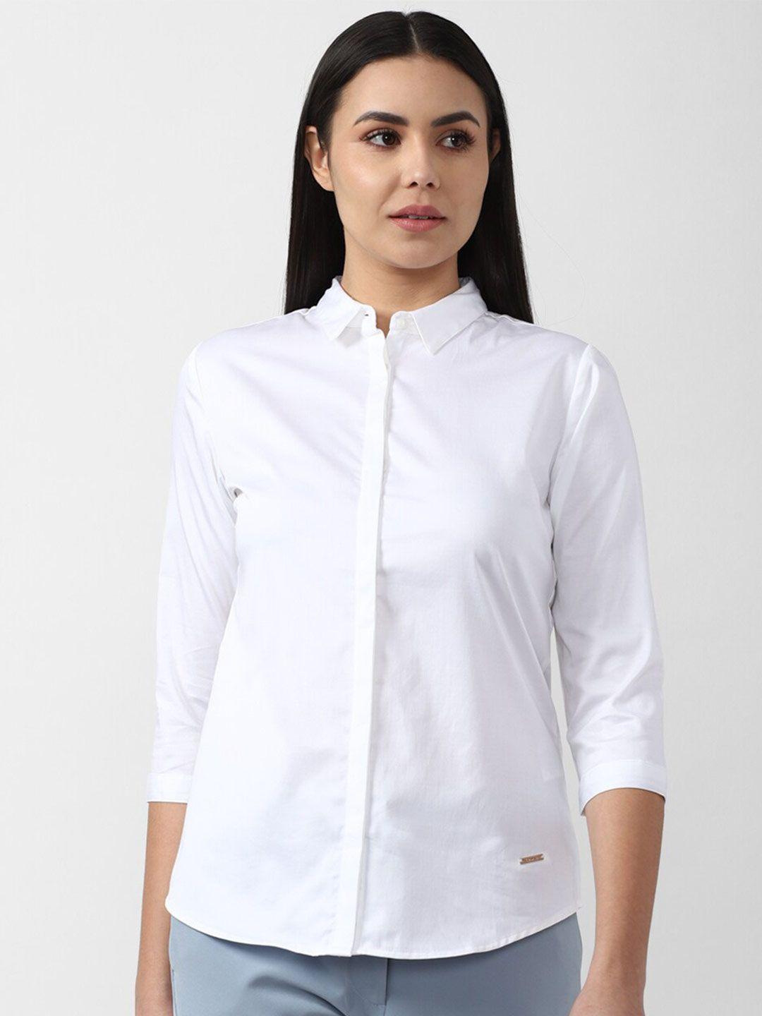 van heusen woman women white solid formal shirt