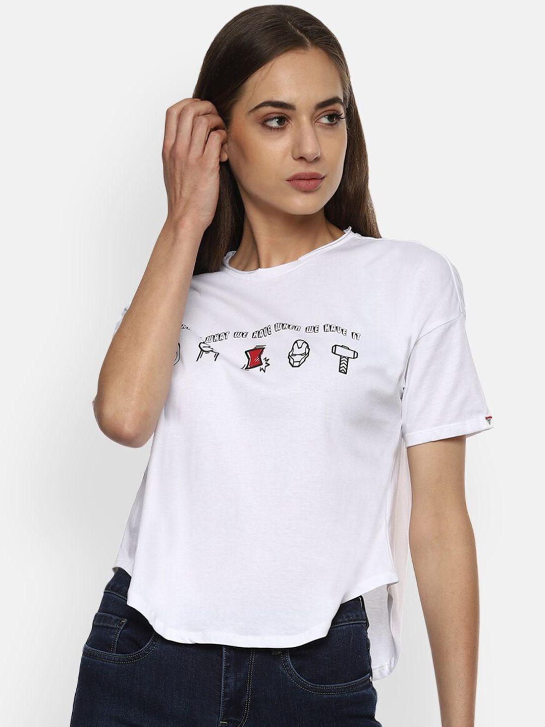 van heusen woman women white typography t-shirt