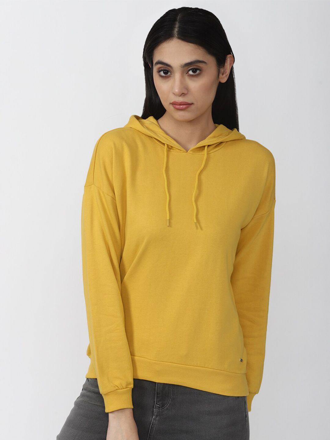 van heusen woman women yellow hooded sweatshirt