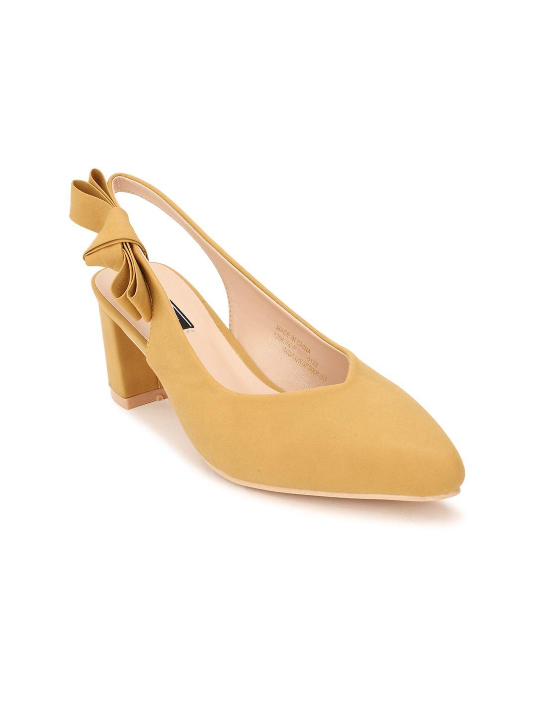 van heusen woman women yellow pu block pumps