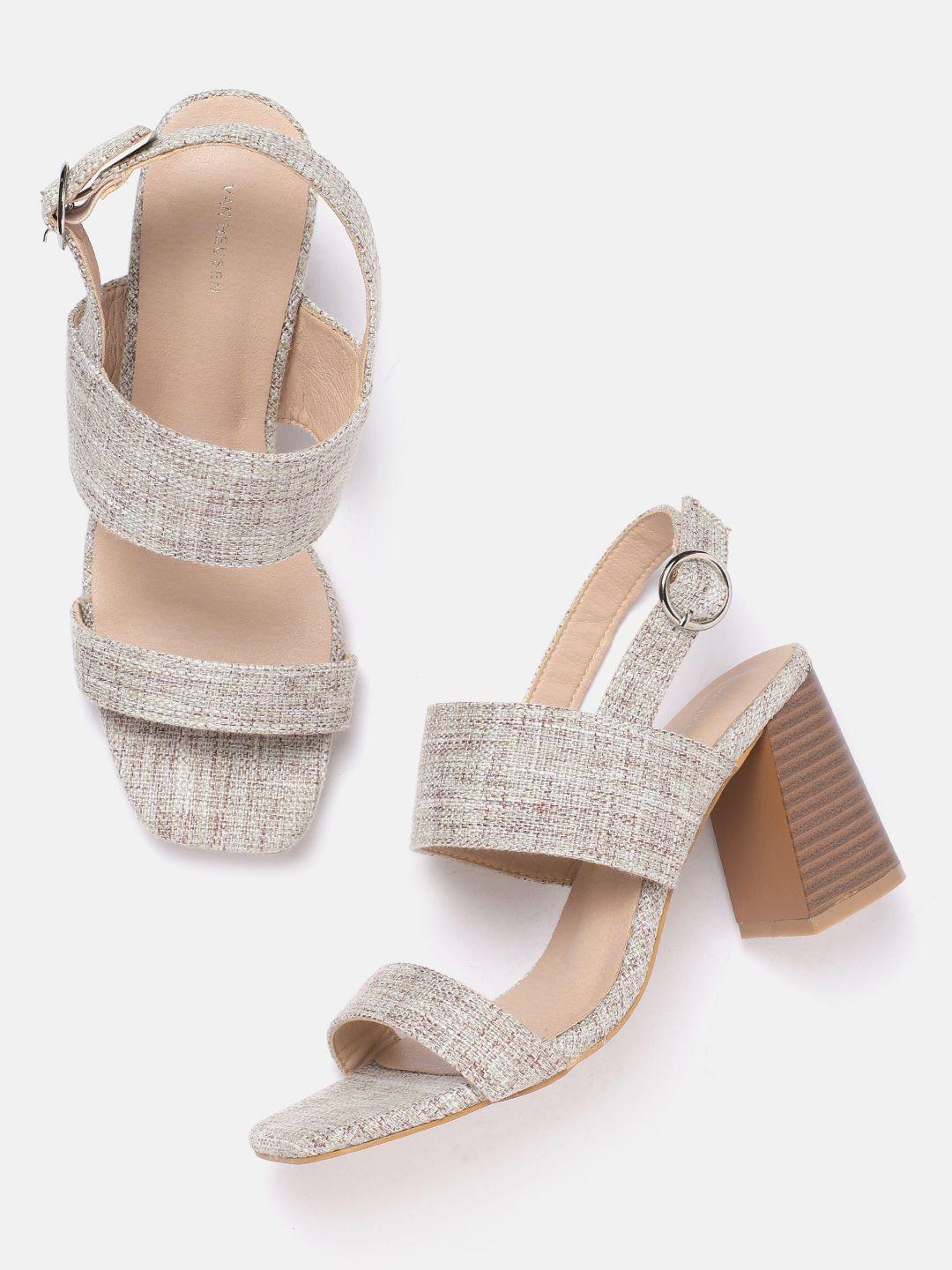 van heusen woman woven design block heels