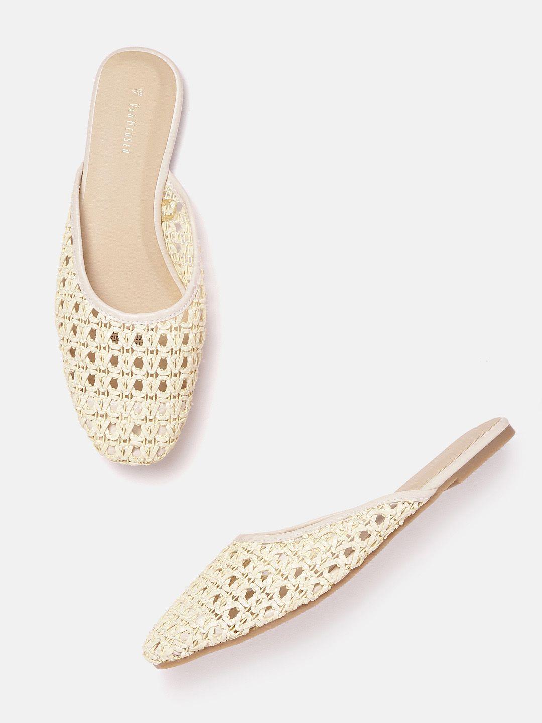 van heusen woman woven textured mules