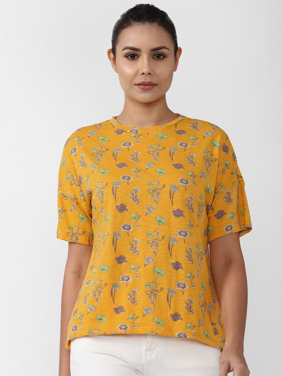 van heusen woman yellow floral print extended sleeves top