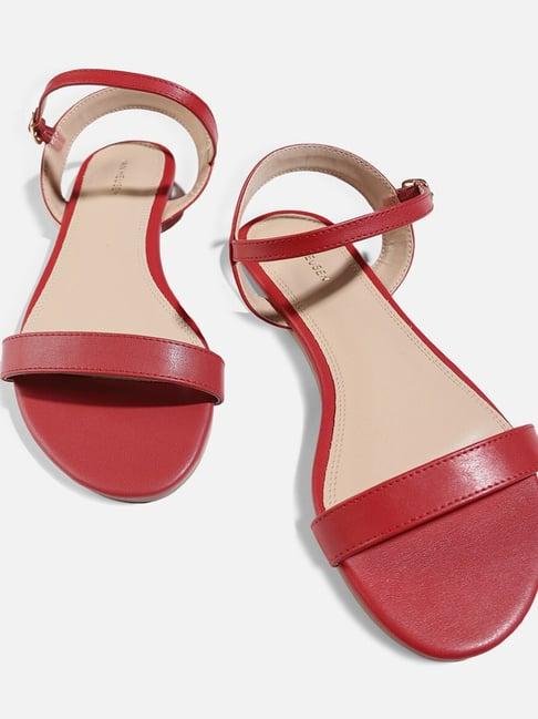 van heusen women's red ankle strap sandals