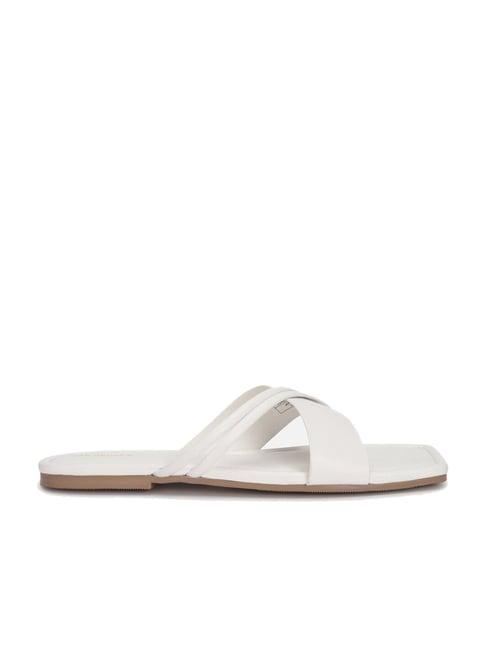 van heusen women's white cross strap sandals