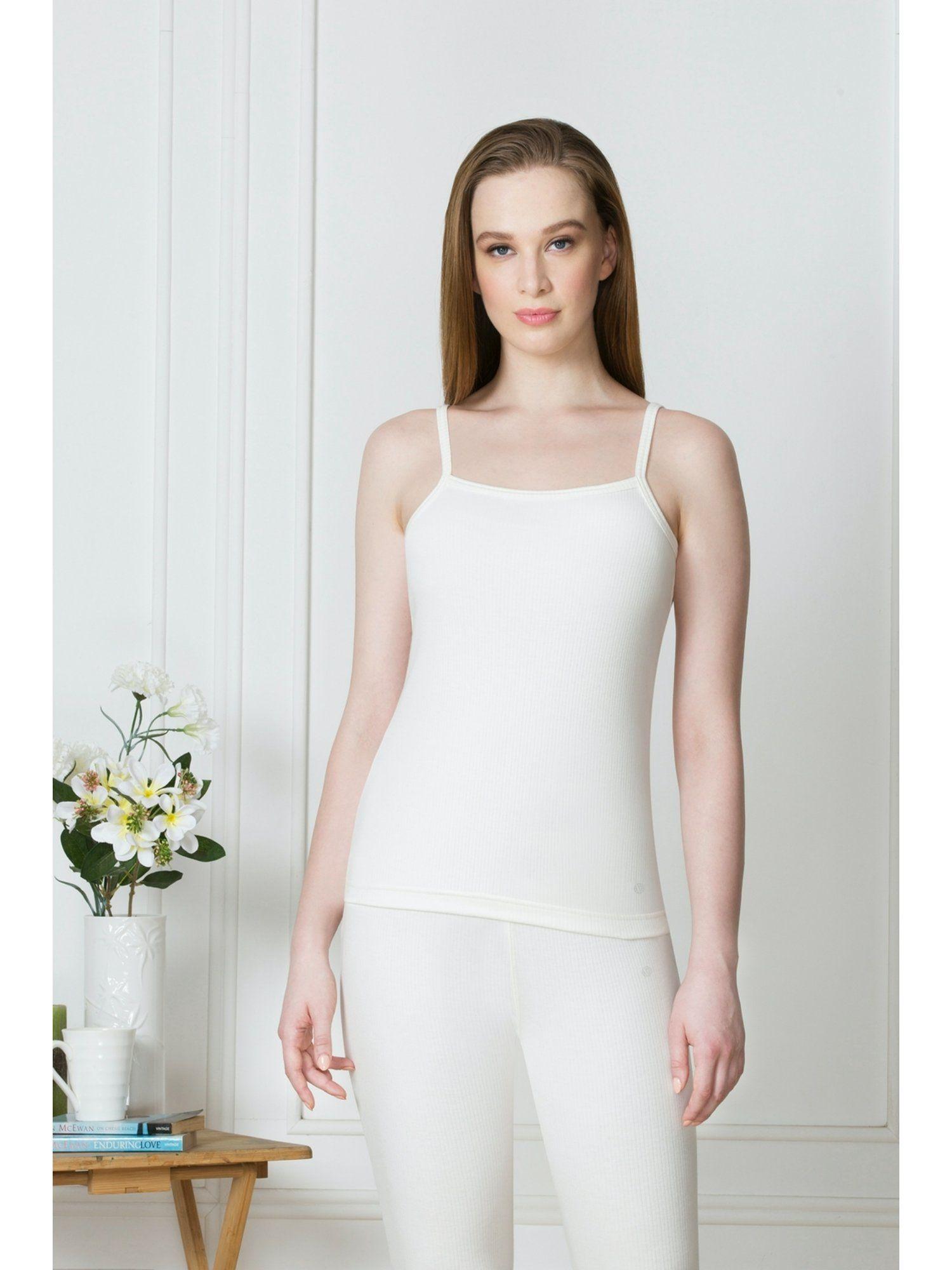 van heusen women anti bacterial & sleeveless thermal camisole - ivory