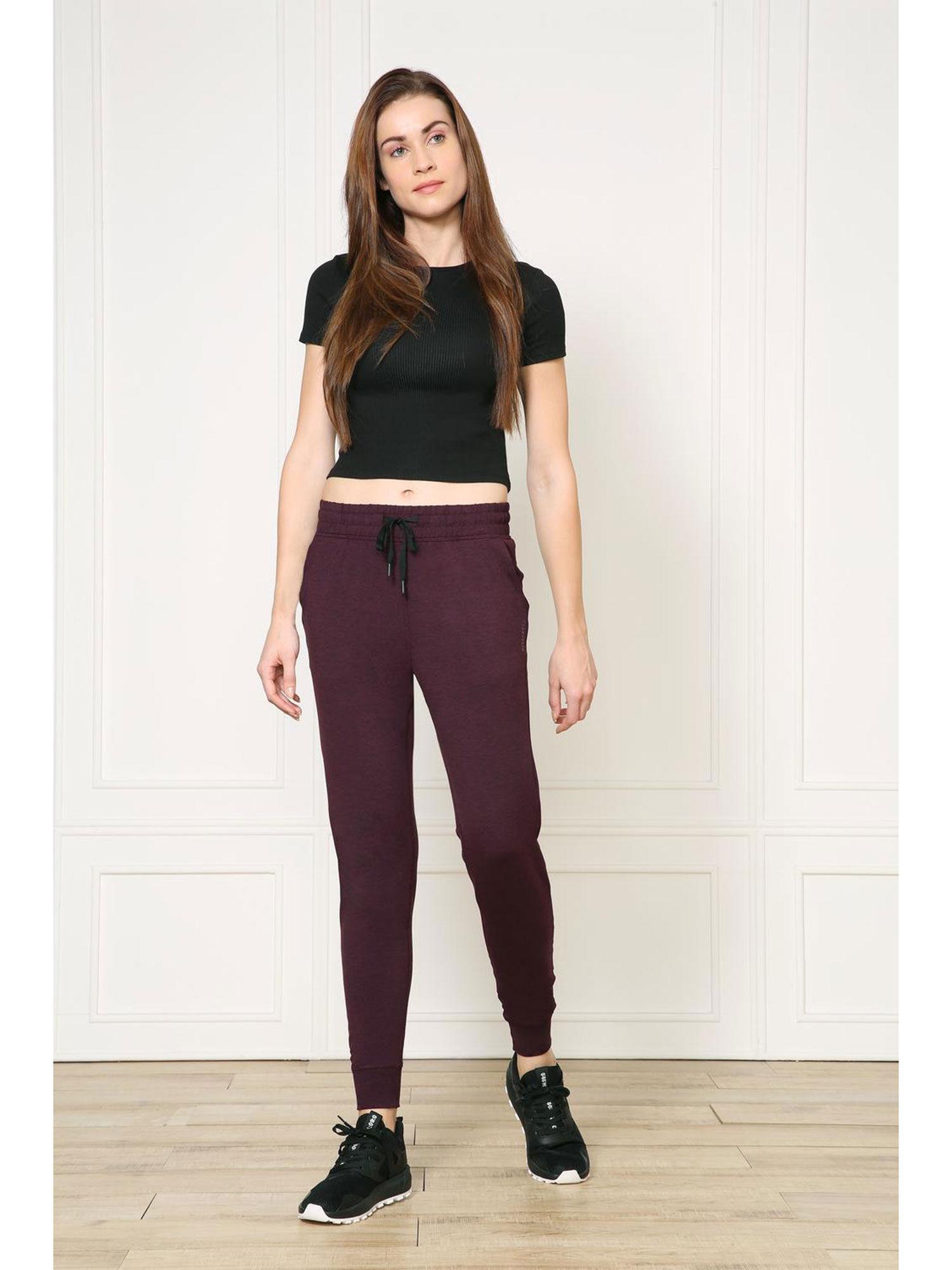 van heusen women athleisure quick dry & super soft joggers - maroon