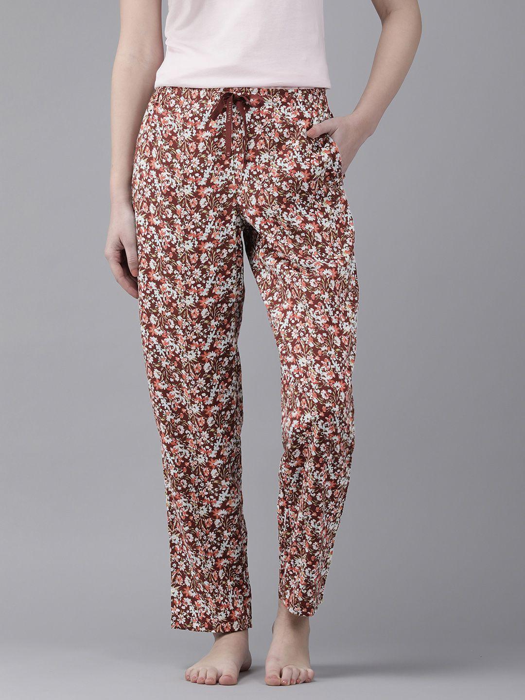 van heusen women brick floral allover print functional pocket ultra soft lounge pyjamas