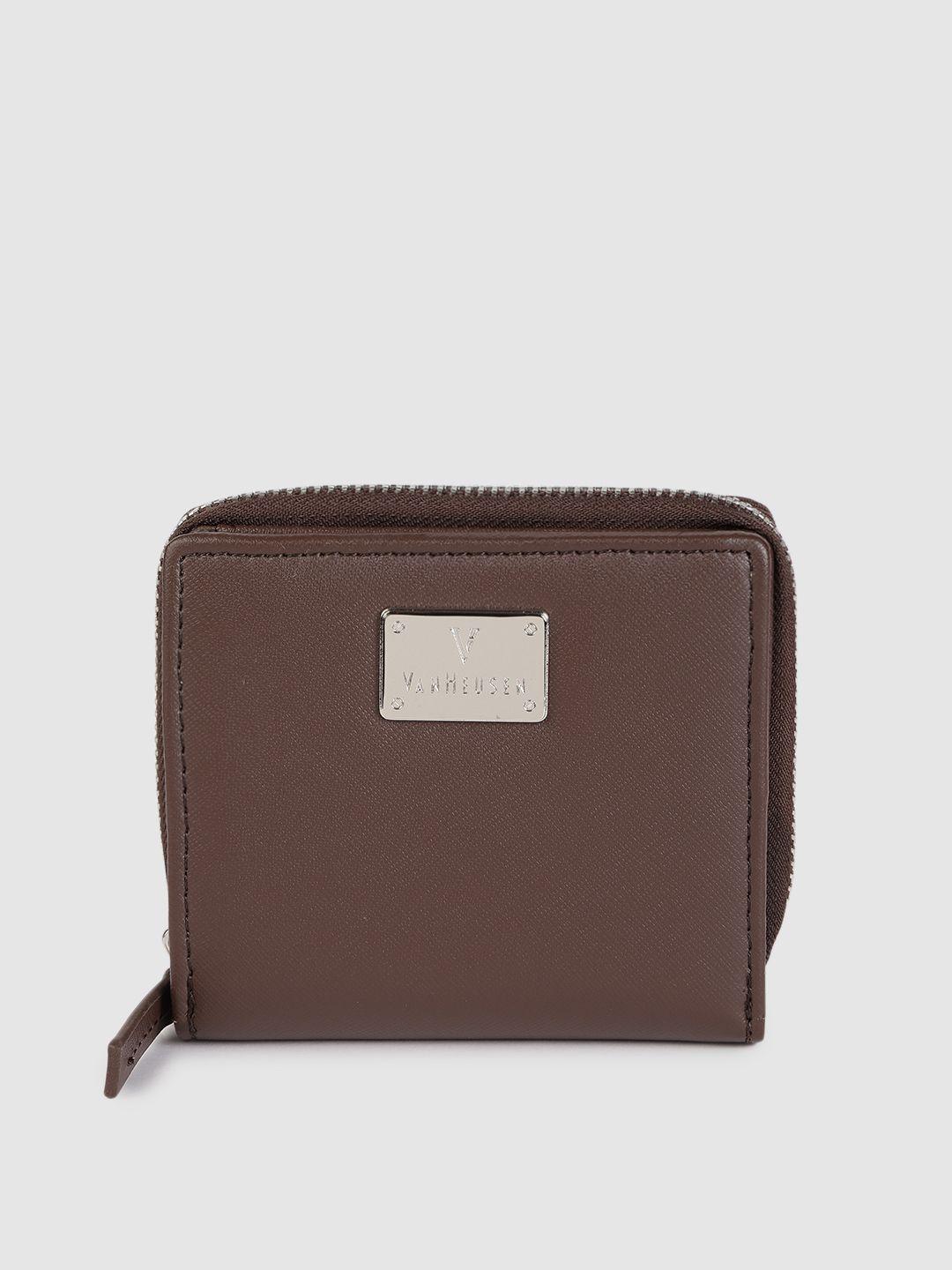 van heusen women coffee brown pu two fold wallet