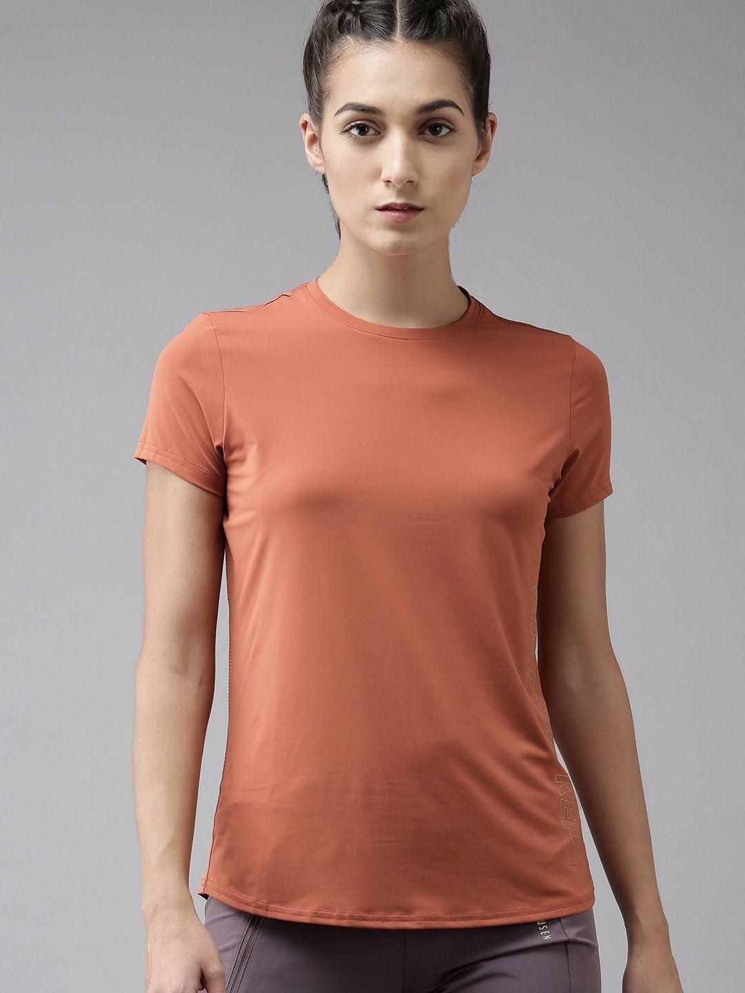 van heusen women copper typography printed t-shirt