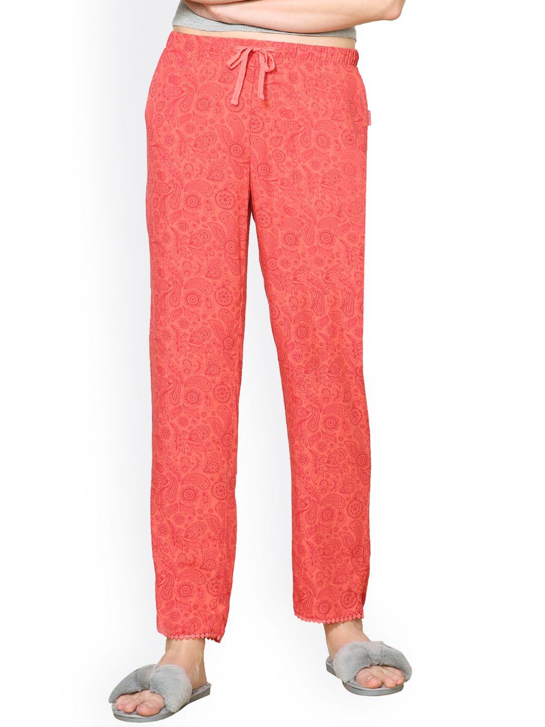 van heusen women coral-coloured printed lounge pants ilpy1alwpww9055306