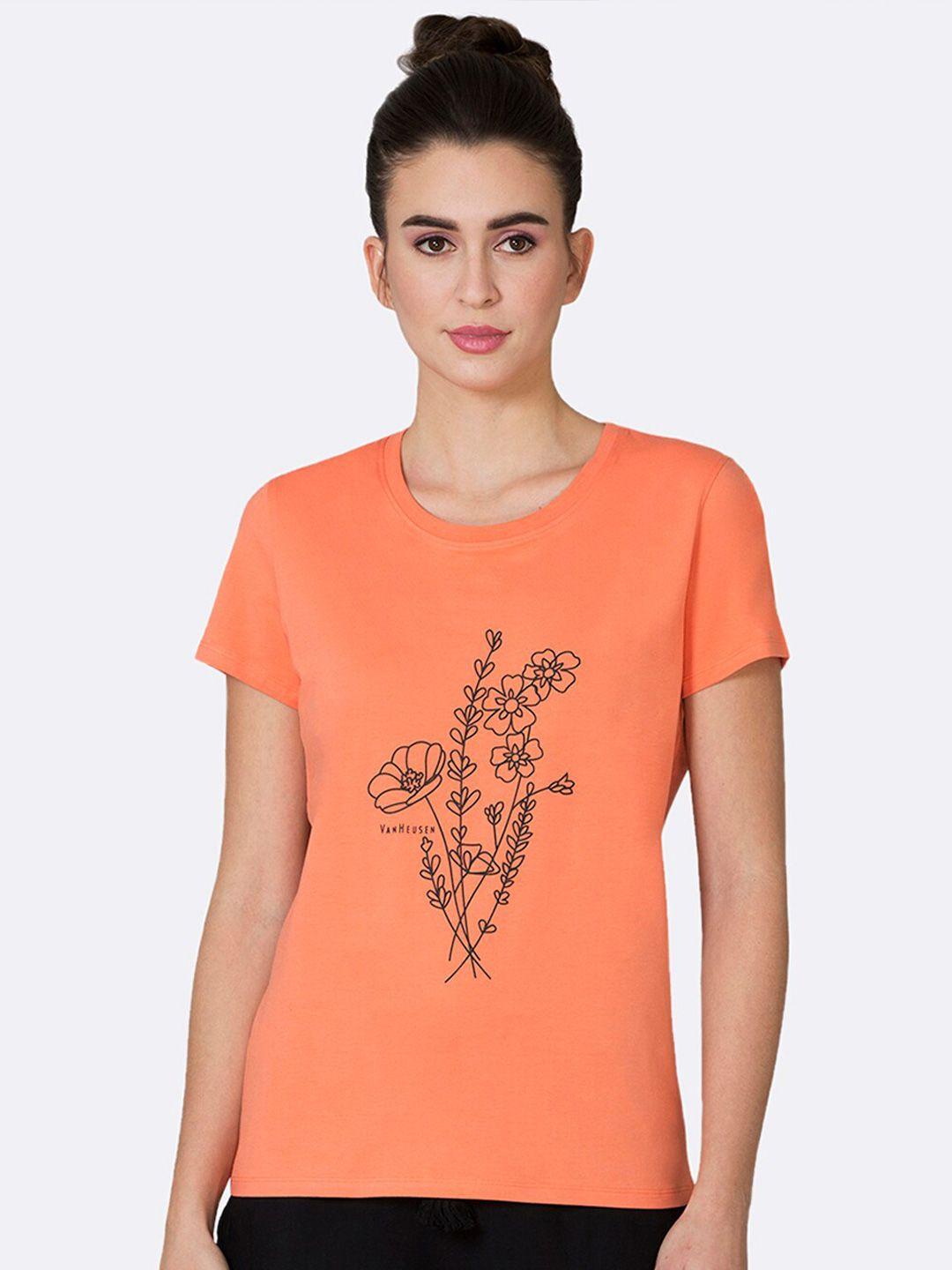 van heusen women coral floral printed t-shirt