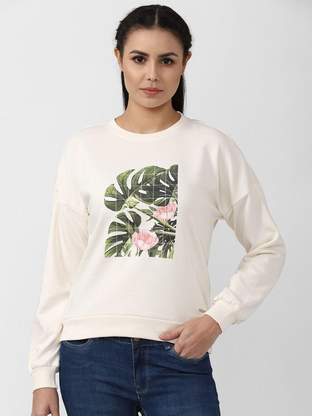 van heusen women cream-coloured printed sweatshirt