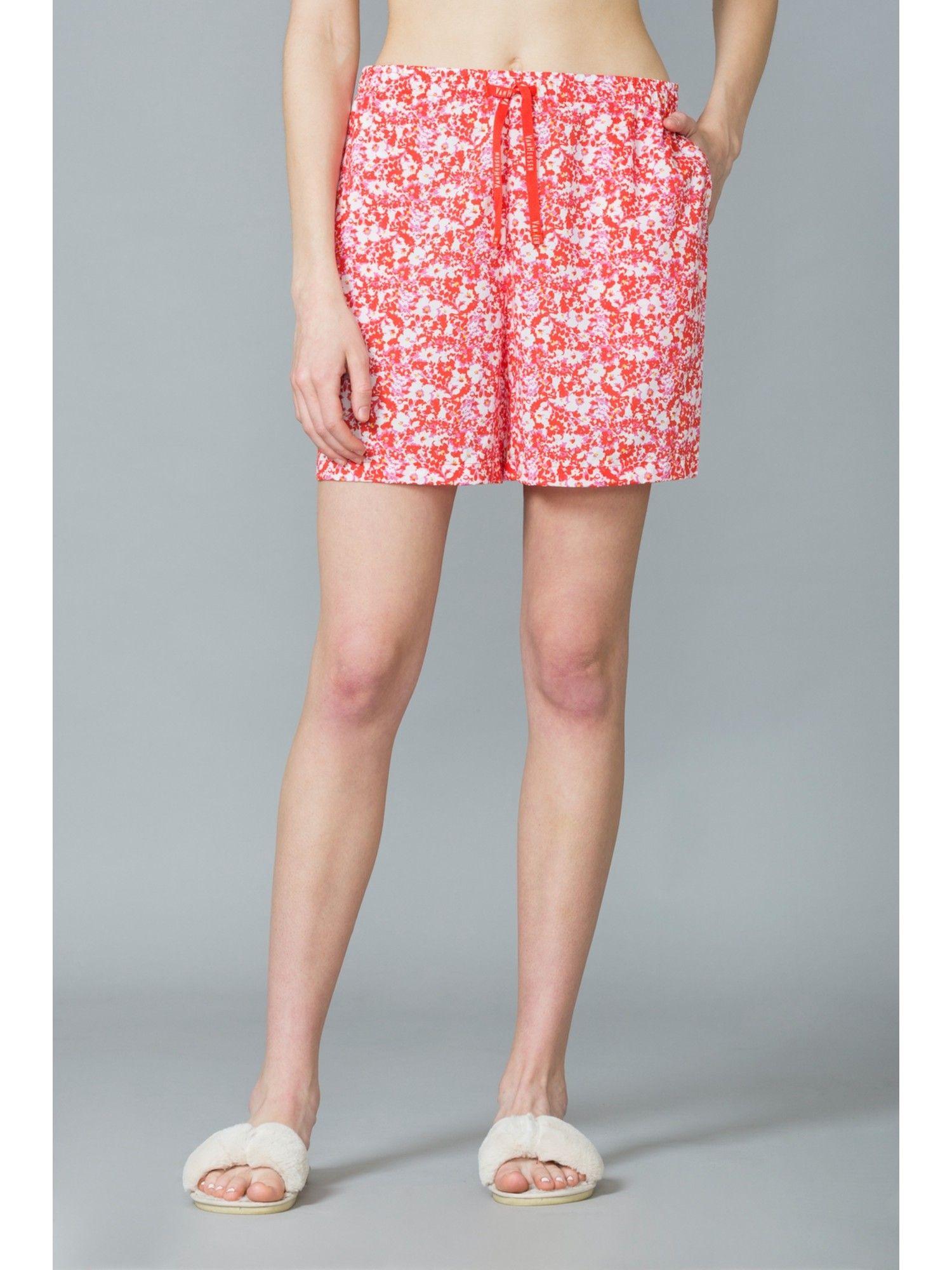 van heusen women functional pocket & drawstring waist lounge shorts - coral