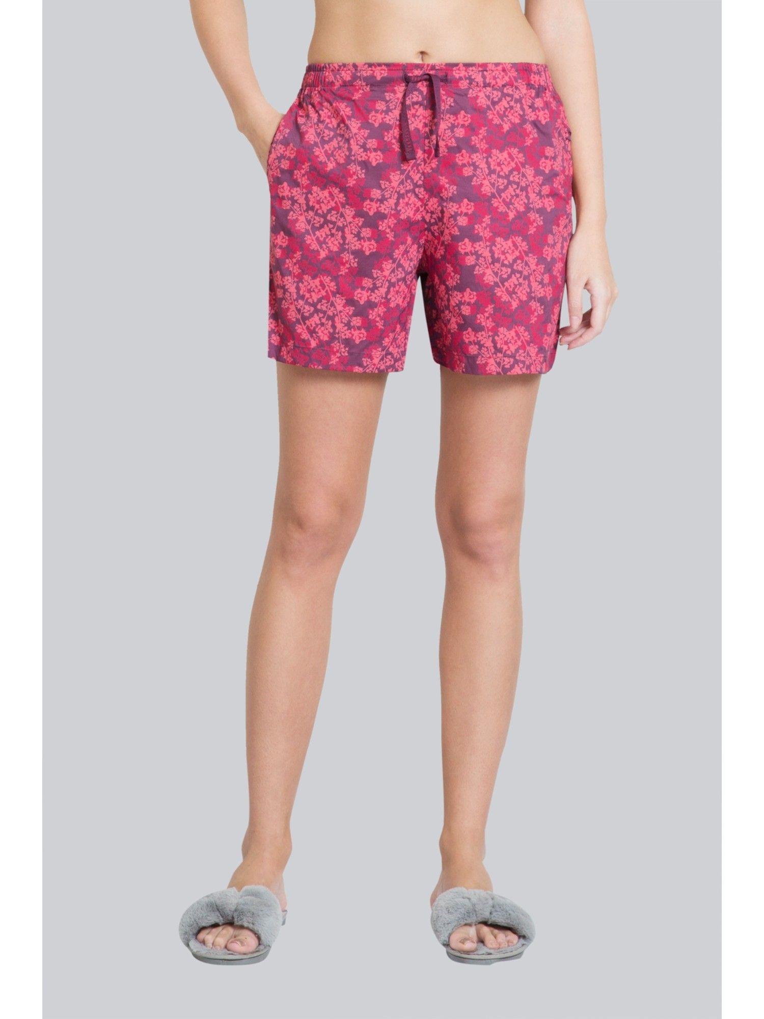 van heusen women functional pocket & drawstring waist lounge shorts - pink