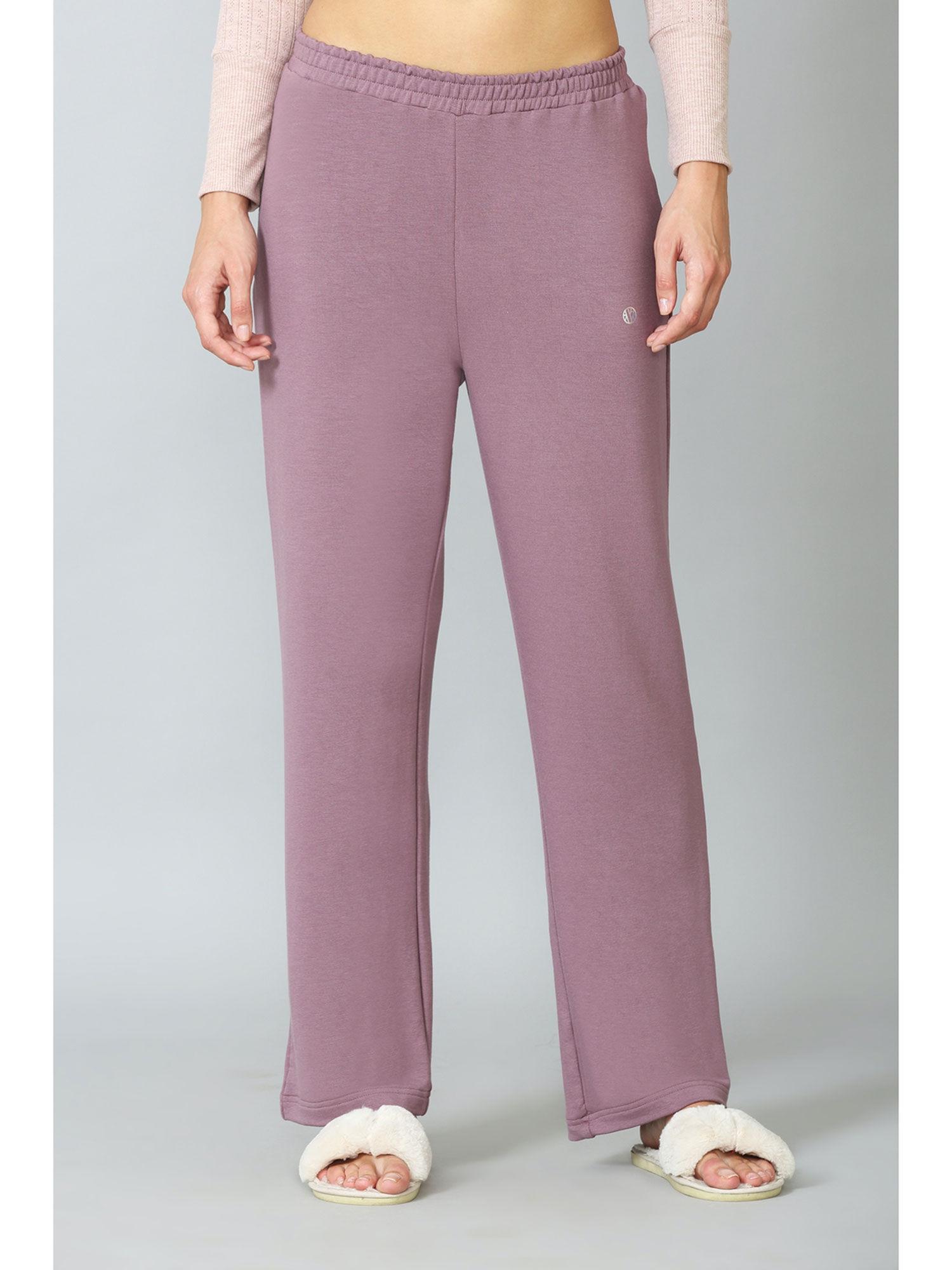 van heusen women functional pocket & wide leg opening lounge pyjamas - potent purple