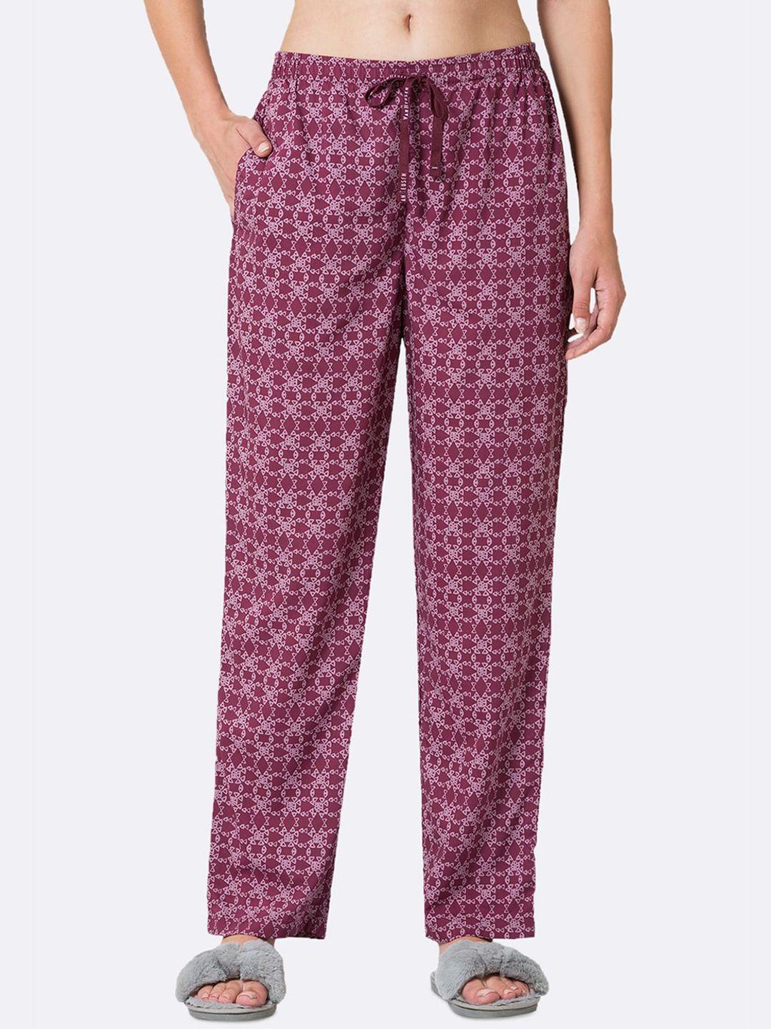 van heusen women maroon printed lounge pants