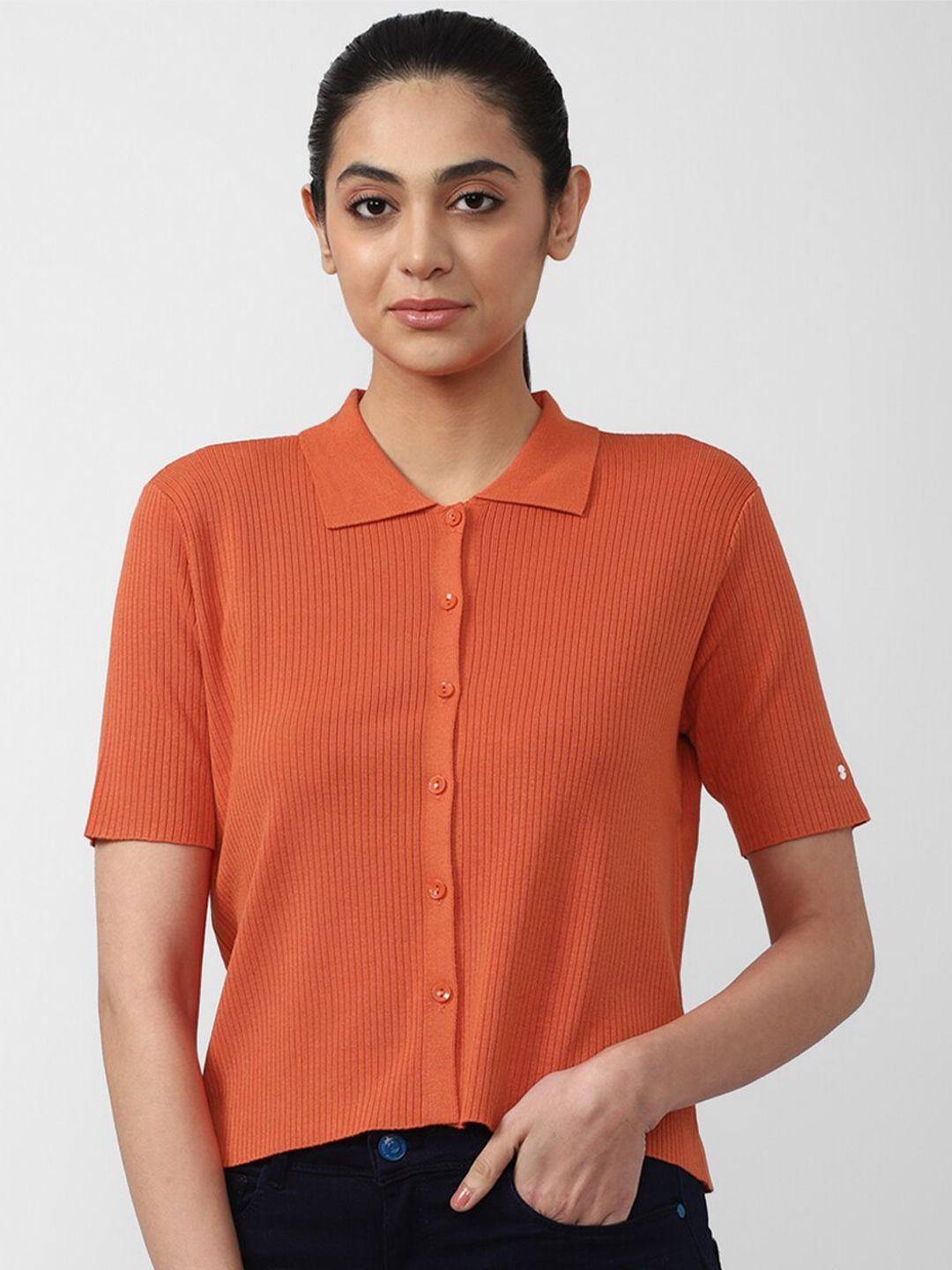 van heusen women orange shirt style top