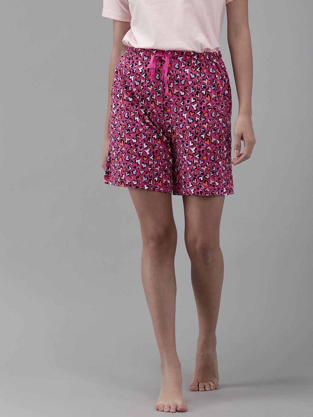 van heusen women pink & multicoloured printed lounge shorts