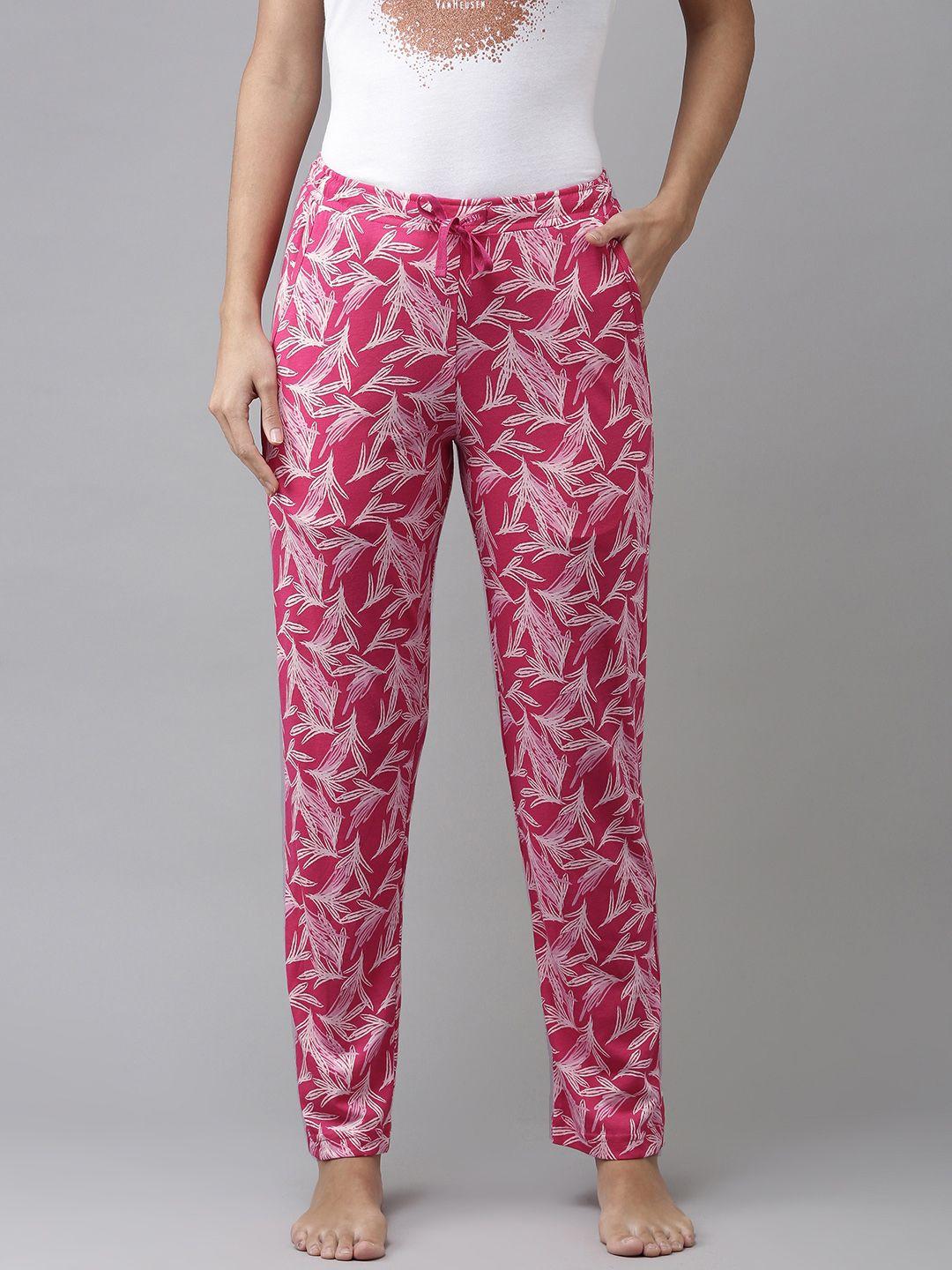 van heusen women pink & white printed soft lounge pants