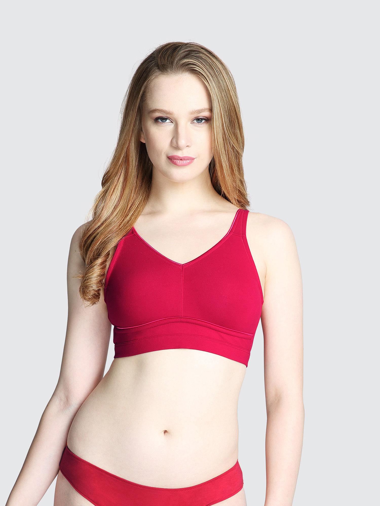 van heusen women plus size & wireless minimizer bra - persian red