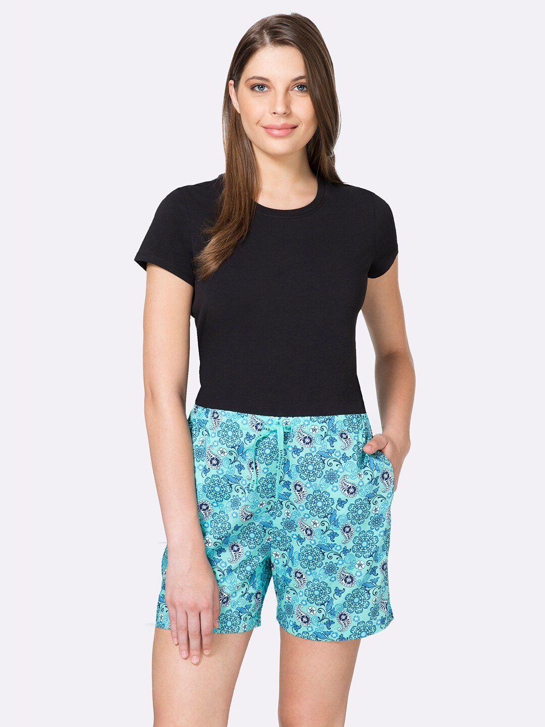 van heusen women printed lounge shorts- ilsh1alwppslf55501-blue