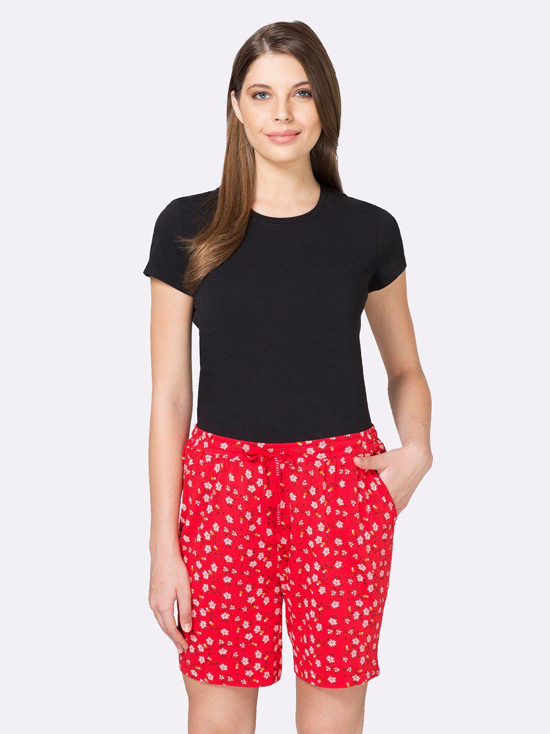 van heusen women printed lounge shorts- ilsh1lwpfhm55502-red