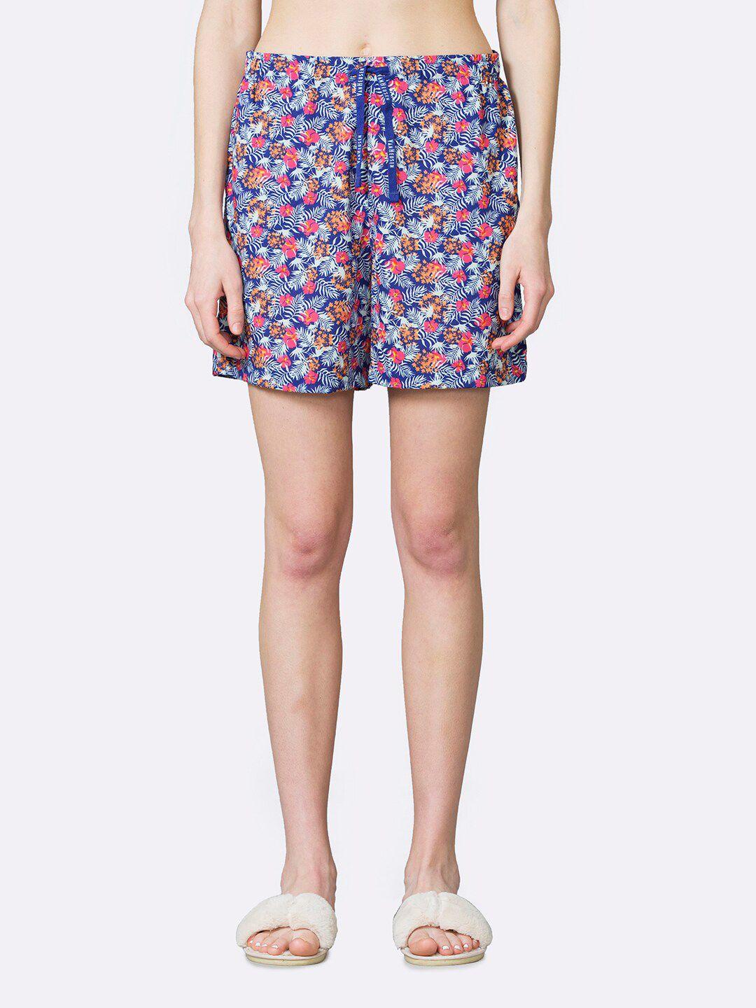 van heusen women printed lounge shorts- ilsh1lwptcpnk55501-blue