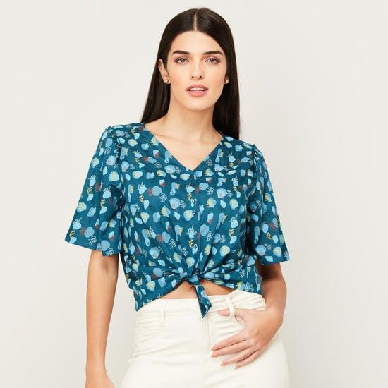 van heusen women printed v-neck casual top