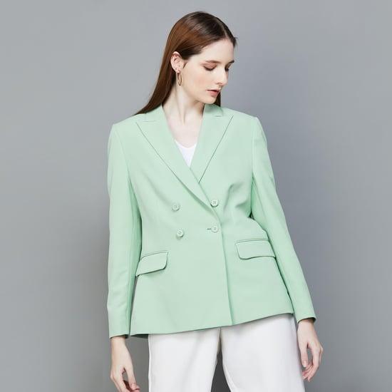 van heusen women solid double-breasted blazer