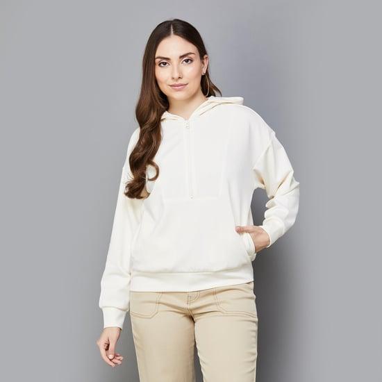 van heusen women solid hooded sweatshirt