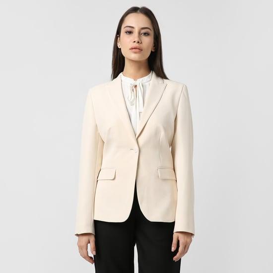 van heusen women solid single-breasted formal blazer