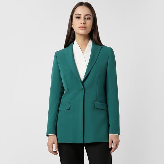 van heusen women solid single-breasted formal blazer