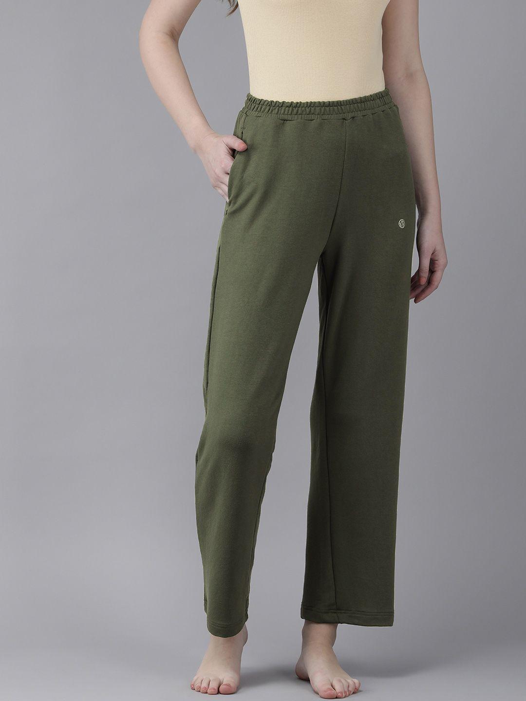 van heusen women solid stretchable straight lounge pants