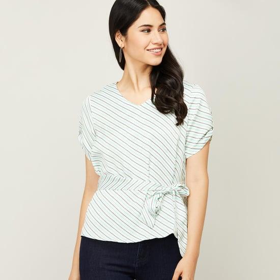 van heusen women striped v-neck casual top