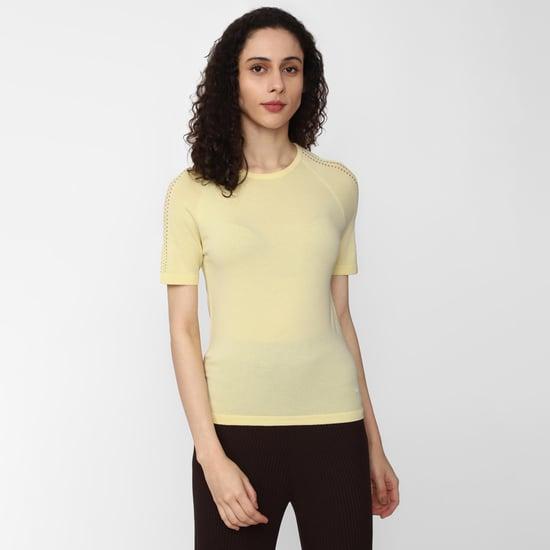 van heusen women textured round neck knit top