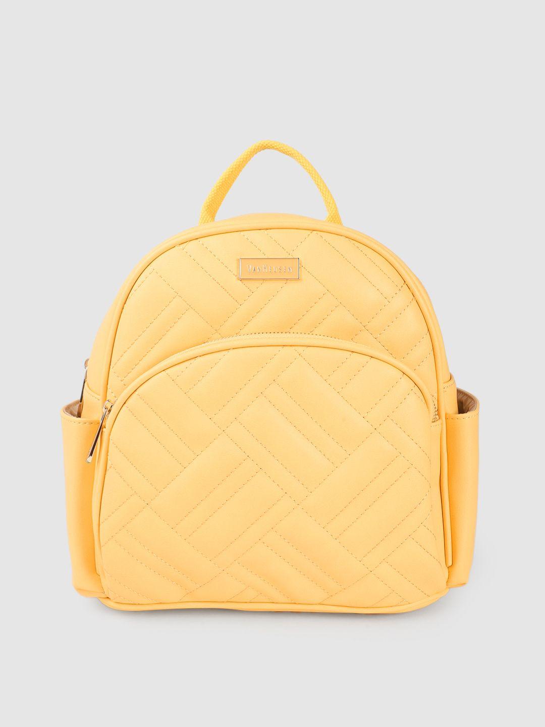 van heusen women yellow solid backpack with quilted detail