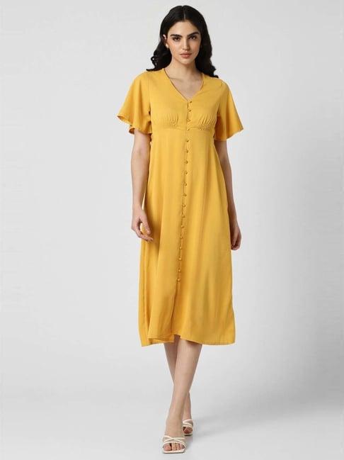 van heusen yellow a-line dress