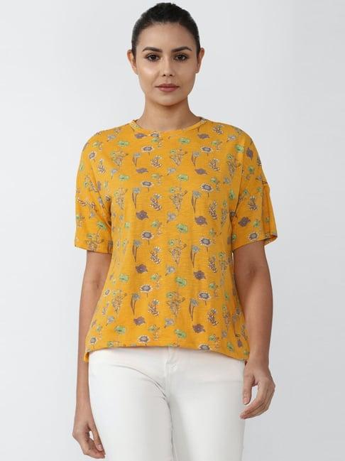 van heusen yellow cotton floral print top