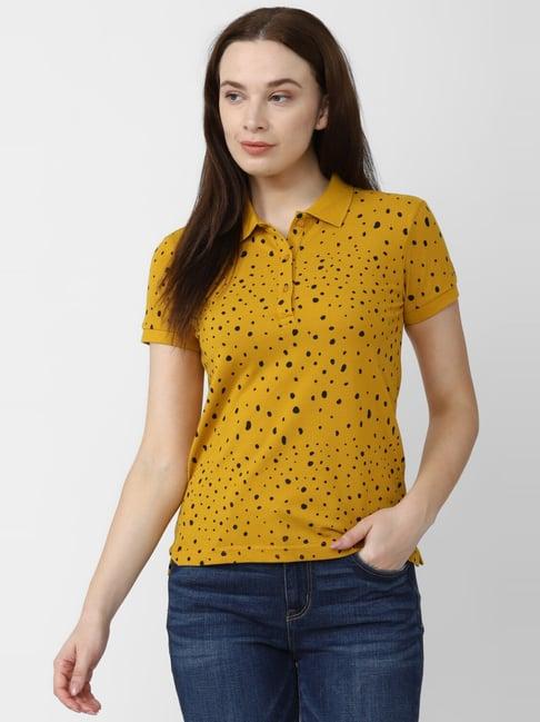 van heusen yellow cotton printed t-shirt