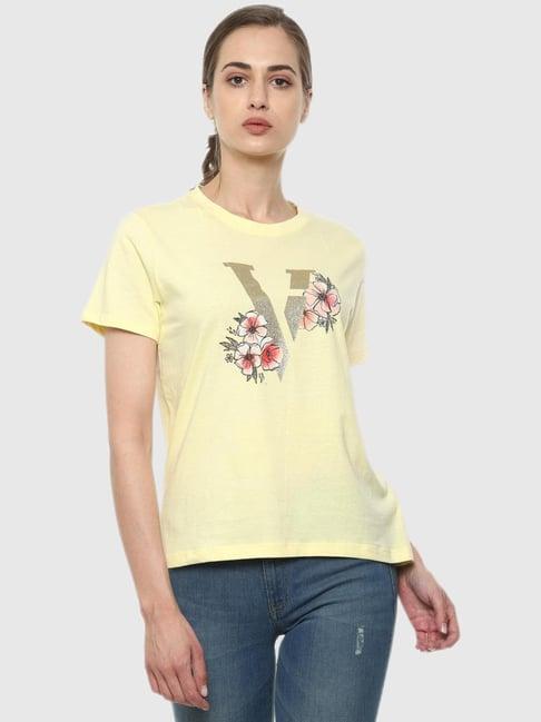 van heusen yellow graphic print top