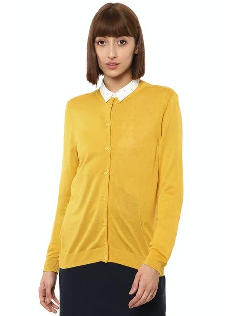 van heusen yellow round neck cardigan